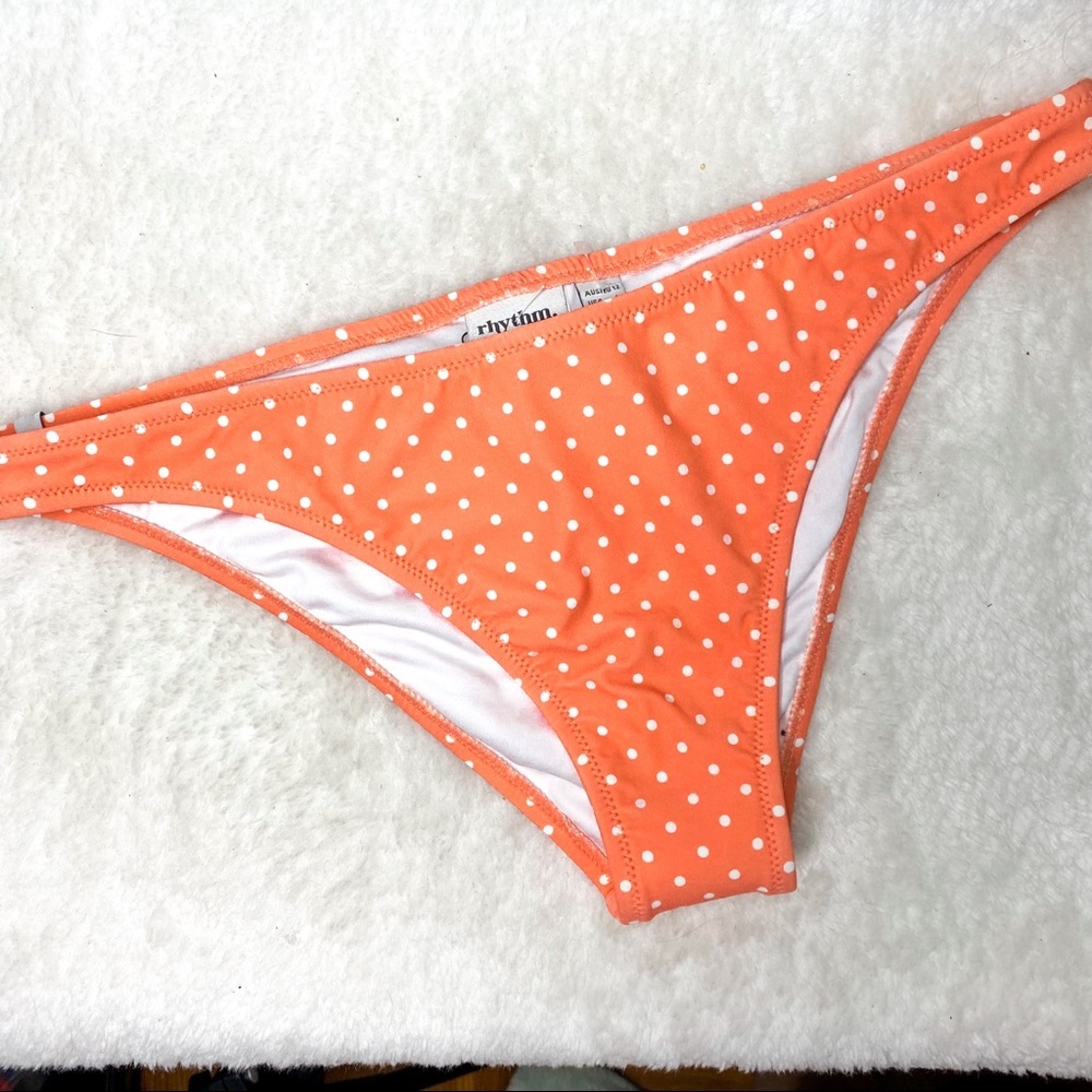 Rhythm for Free People Salmon Polka Dot Bikini Bottoms L